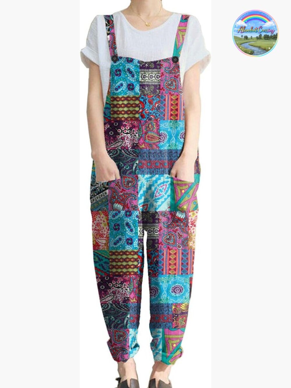 Casual Loose Cotton Bib Overalls Plus Size Jumpsuit